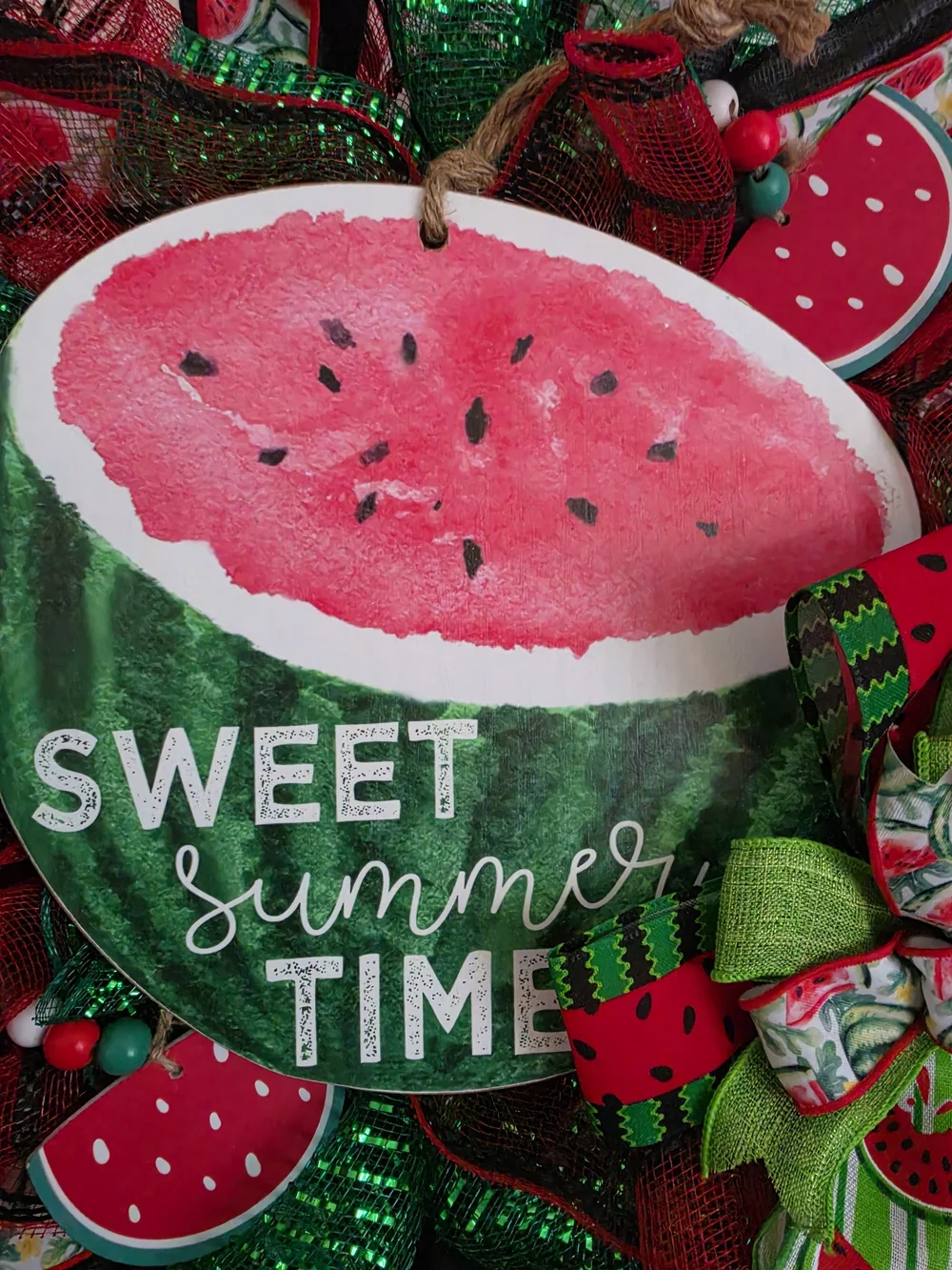 Sweet Summer Time Watermelon Wreath - Green & Pink Home Holiday Decor